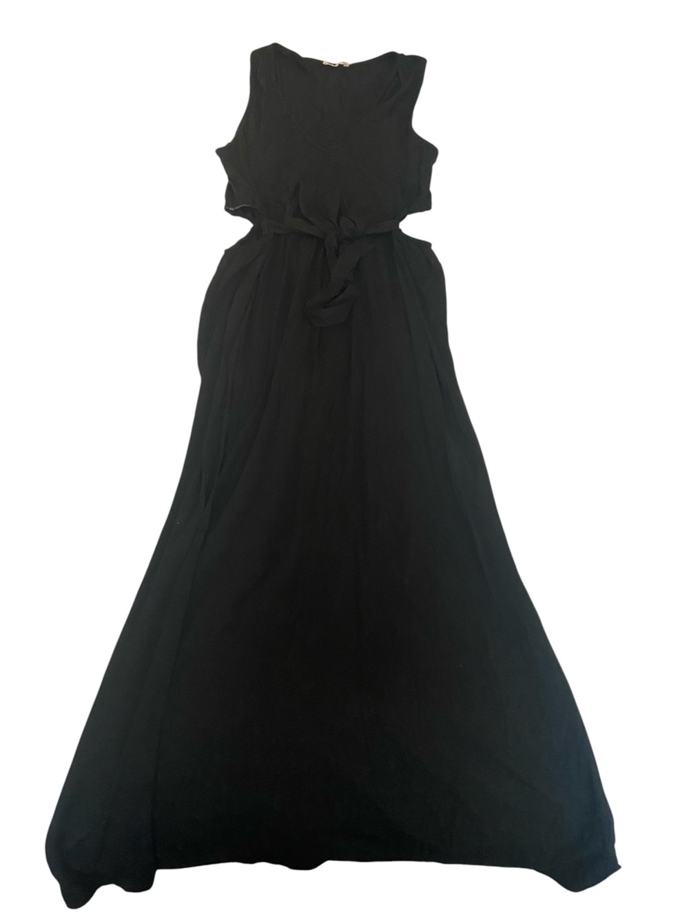 LOVESTITCH BLACK CUTOUT MIDI DRESS SIZE LARGE